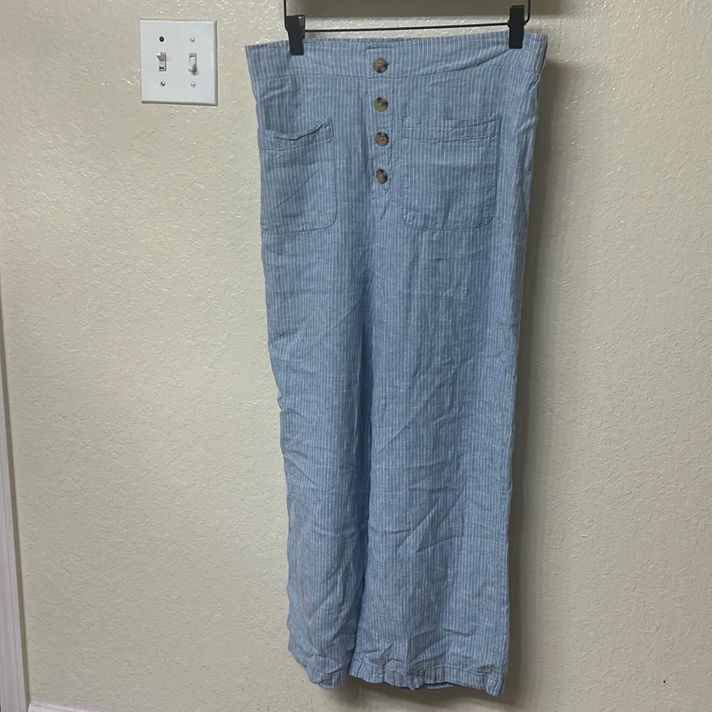 Blue and White Striped Pants